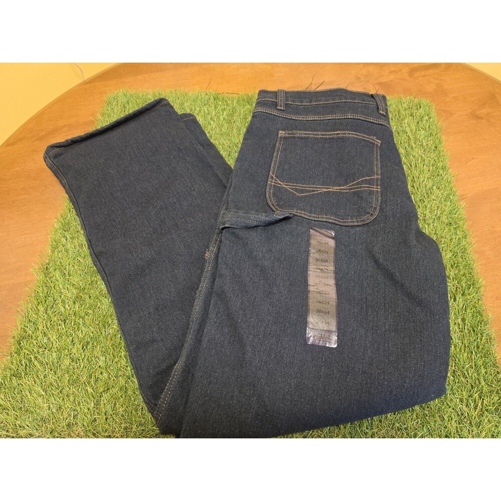 SMITH'S WORKWEAR MENS JEANS 36X34 Cargo FLEECE LINED PREMIUM Blue DENIM NWT